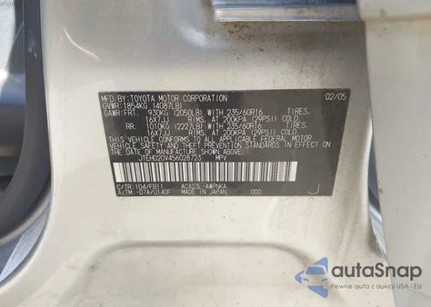 2005 Toyota Rav4 z USA, uszkodzony, nr VIN JTEHD20V456028723